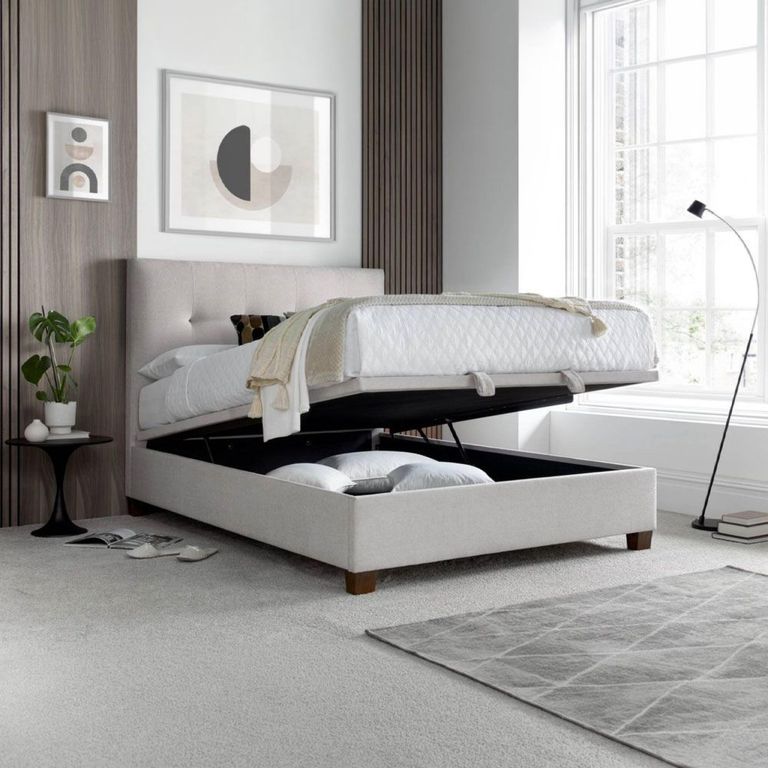 Walkworth Ottoman Storage Bed - Maskat Clay Fabric - Sizes Available