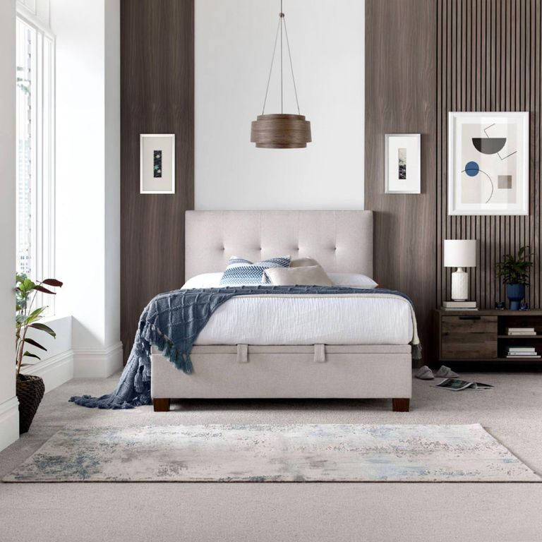 Walkworth Ottoman Storage Bed - Maskat Clay Fabric - Sizes Available