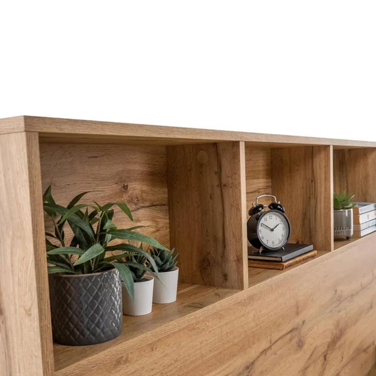 Clearance - Bali Bed - 4ft 6in Double - Bookcase - Grey Oak - FSS16553