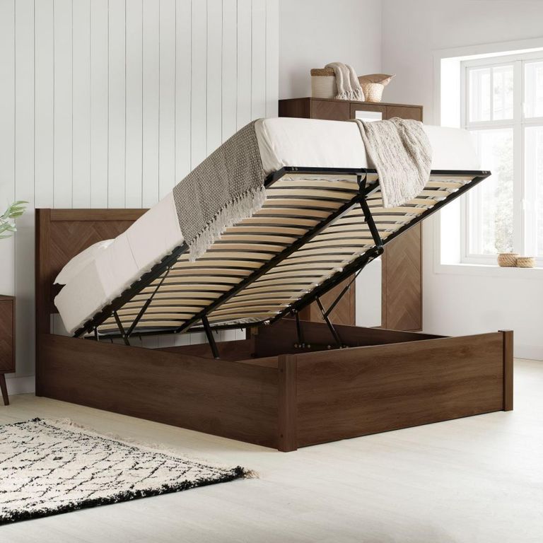 Herringford Ottoman Storage Bed - Walnut - Sizes Available
