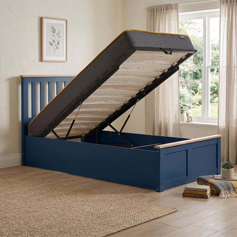 Phoenix Ottoman Storage Bed - 3ft Single - Navy Blue