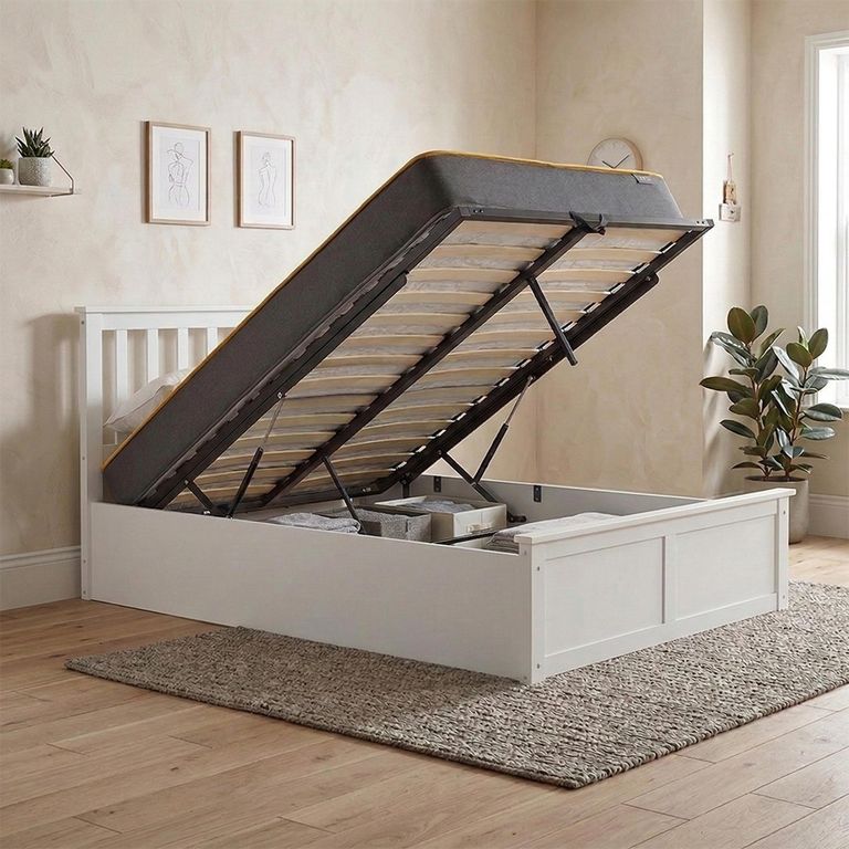 Phoenix Ottoman Storage Bed - 4ft Small Double - White