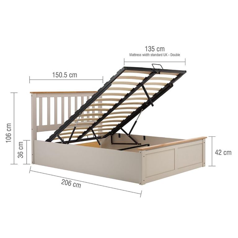 Phoenix Ottoman Storage Bed - 4ft 6in Double - Pearl Grey