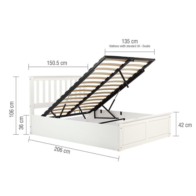 Phoenix Ottoman Storage Bed - 4ft 6in Double - White