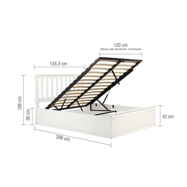 Phoenix Ottoman Storage Bed - 4ft Small Double - Stone Grey