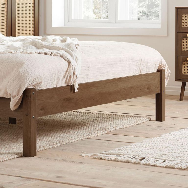 Croxley Bed - Walnut and Rattan - Sizes Available