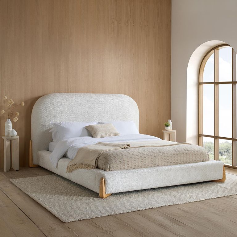 Amalfi Bed - White Fabric - Sizes Available