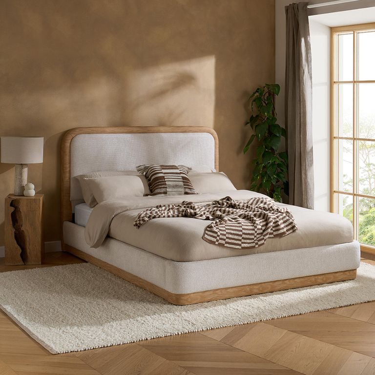 Girona Bed - White Fabric - Sizes Available
