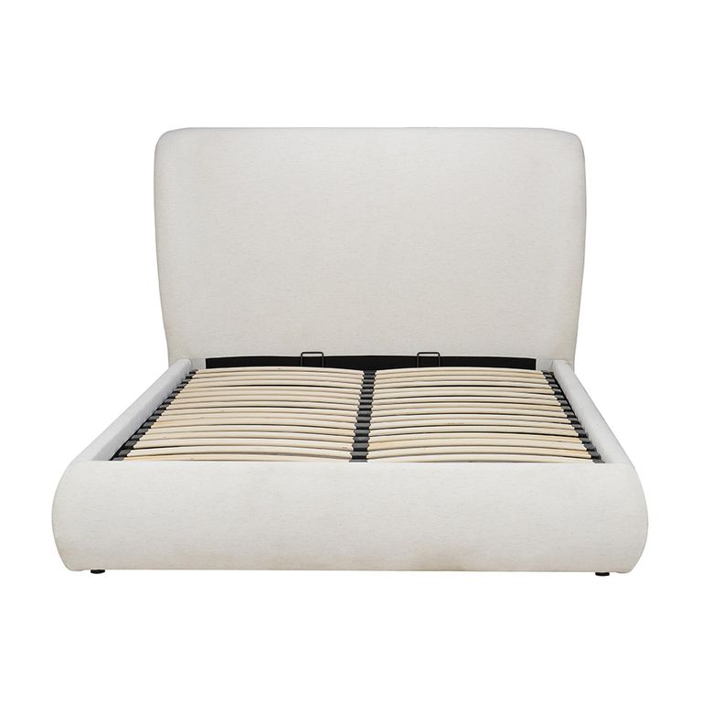 Lanis Ottoman Storage Bed - Cream Linen Fabric - Sizes Available