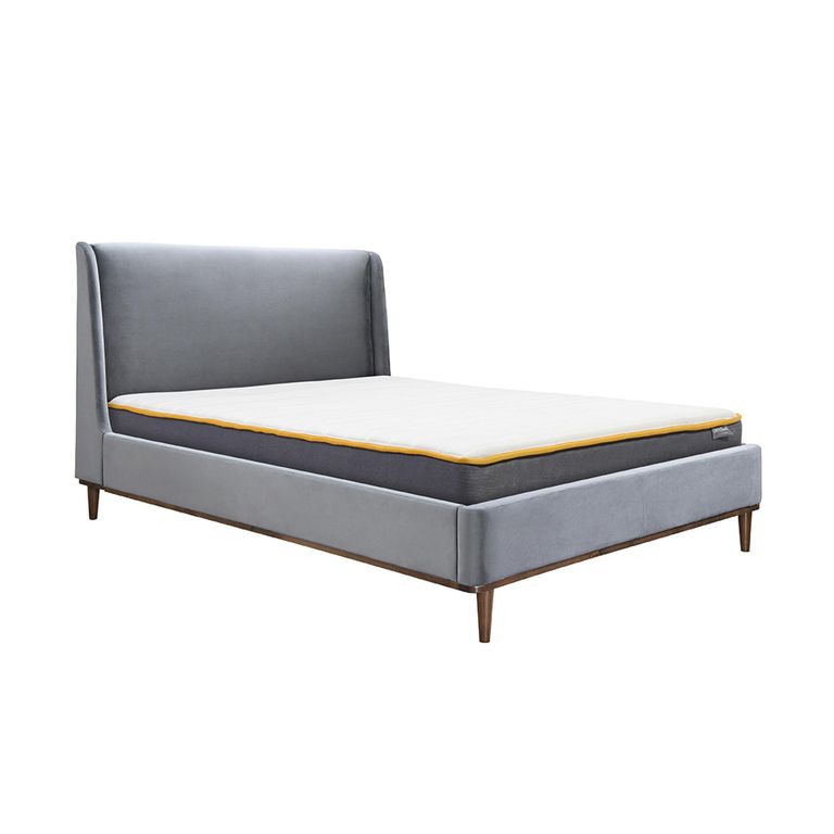 Lincoln Bed - Grey Velvet Fabric - Sizes Available