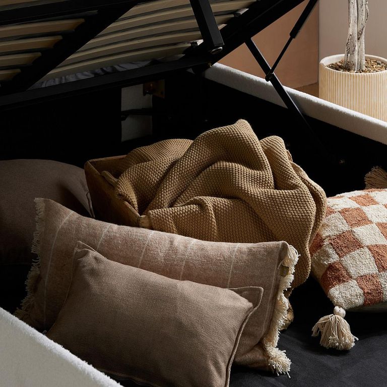 Maisey Ottoman Storage Bed - White Boucle Fabric - Sizes Available