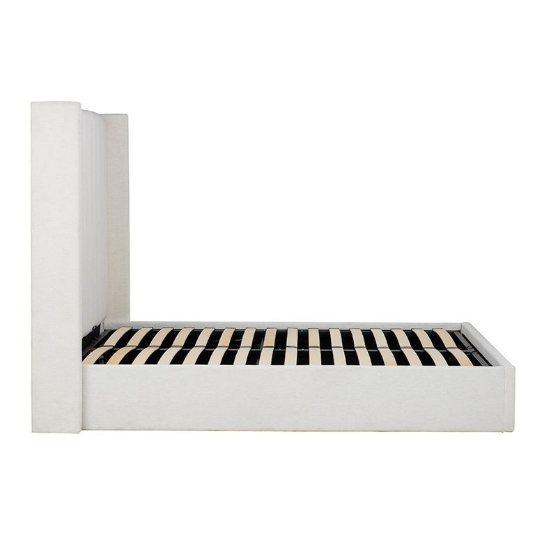 Maisey Ottoman Storage Bed - White Linen Fabric - Sizes Available