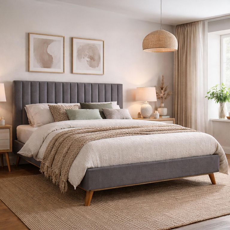 Albany Bed - Dark Grey Fabric - Sizes Available