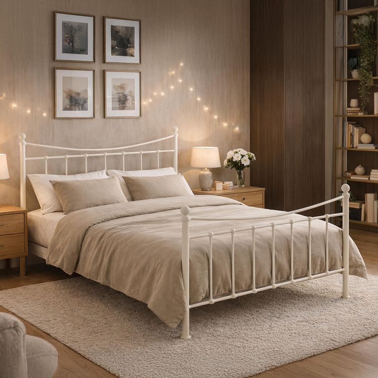Alderley Bed - Ivory Metal - Sizes Available