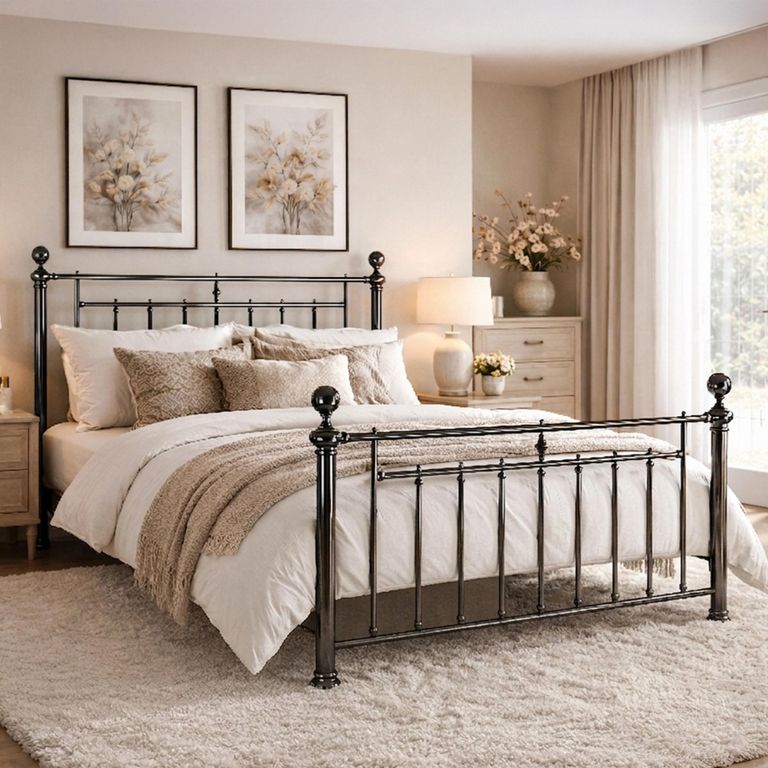 Alexander Bed - Black Nickel Metal - Sizes Available