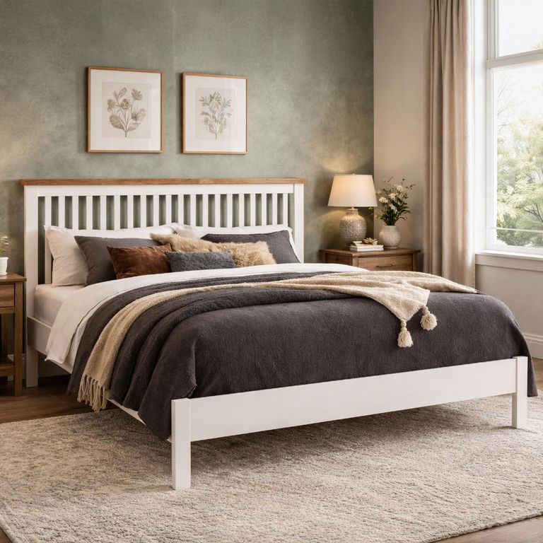Ascot Bed - Oak and White - Sizes Available
