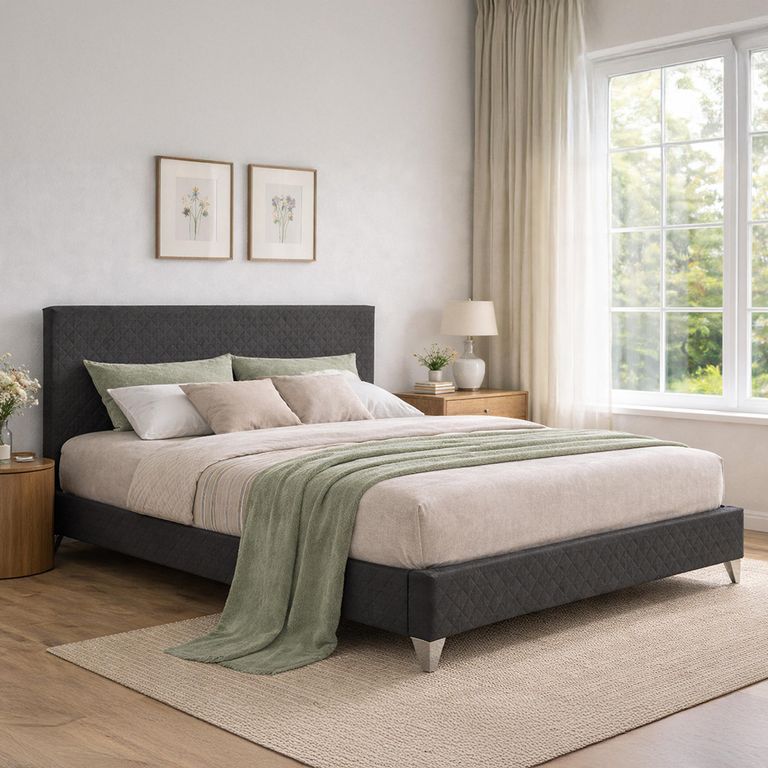 Brooklyn Bed - Dark Grey Fabric - Sizes Available