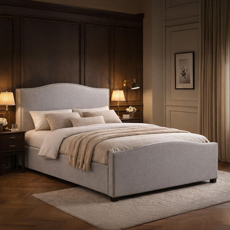 Brunswick Bed - Sand Fabric - Sizes Available
