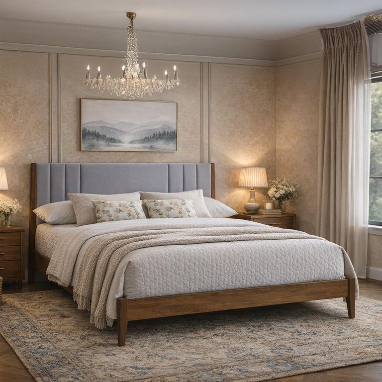 Cheslyn Bed - Light Grey Fabric - Sizes Available