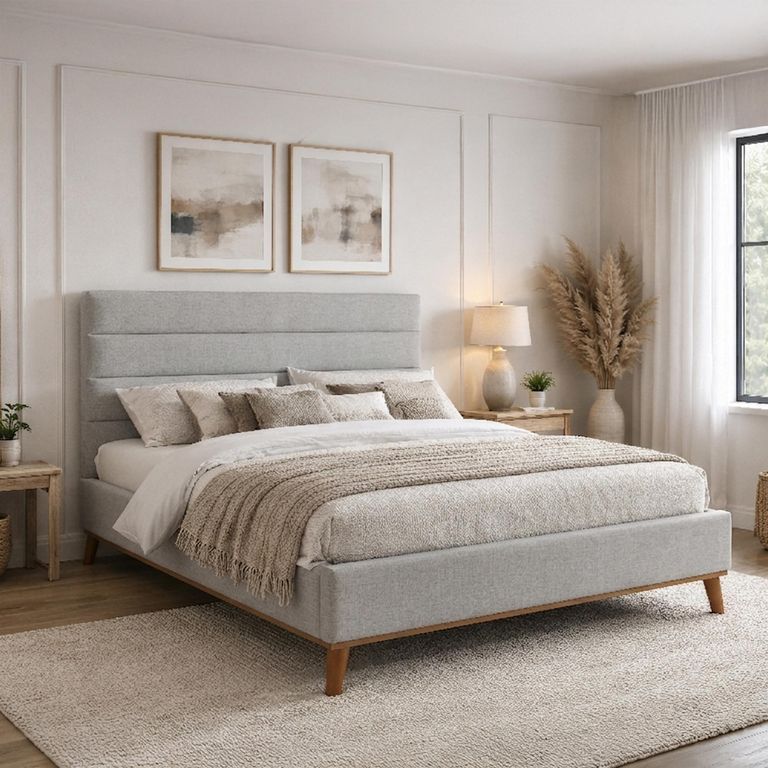 Mayfair Bed - Light Grey Fabric - Sizes Available