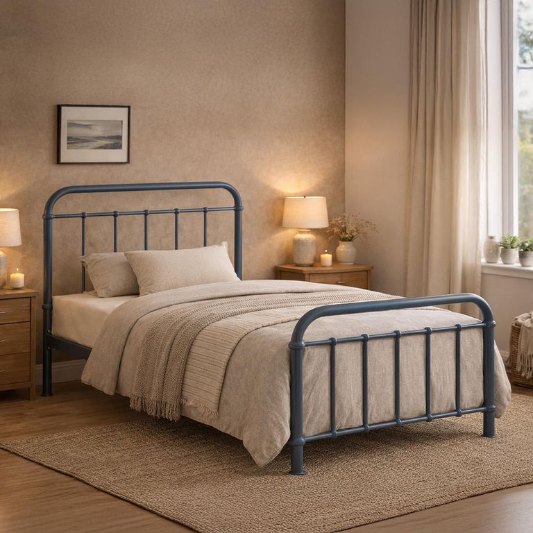 Miami Bed - Grey Metal - Sizes Available