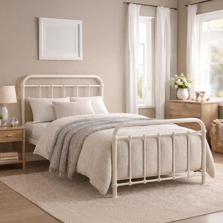 Miami Bed - Ivory Metal - Sizes Available