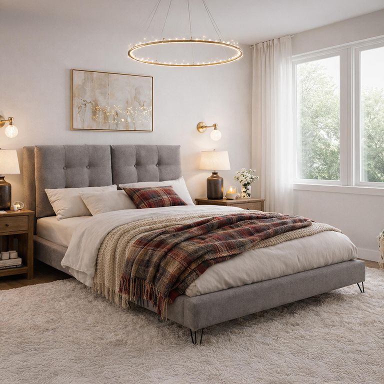 Tuscany Bed - Grey Fabric - Sizes Available