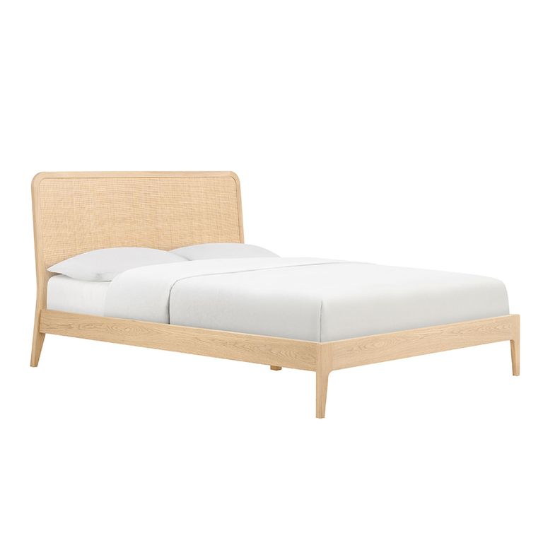 Casera Bed - Natural Rattan and American Oak - Sizes Available