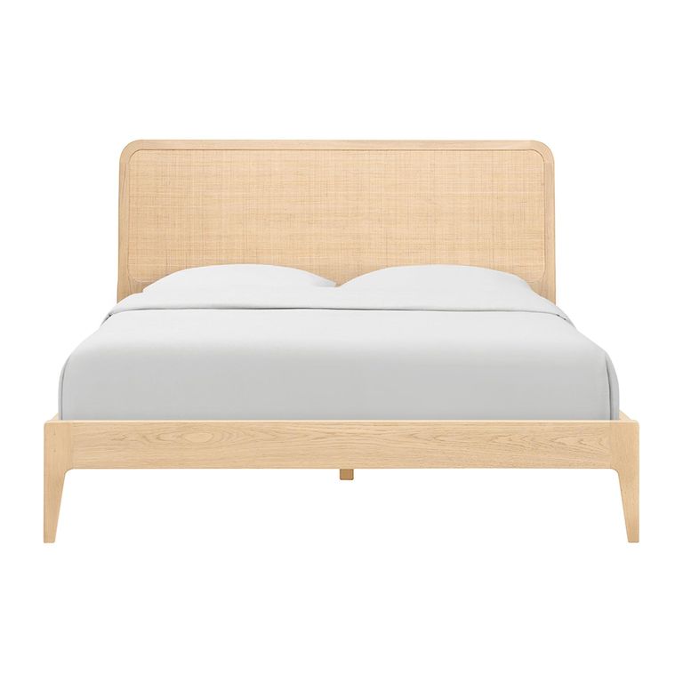 Casera Bed - Natural Rattan and American Oak - Sizes Available