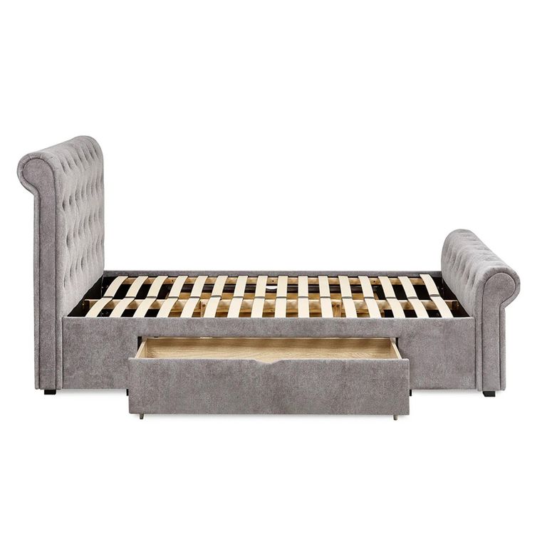 Ravello Storage Bed - 2 Drawer - Grey - Fabric - Sizes Available