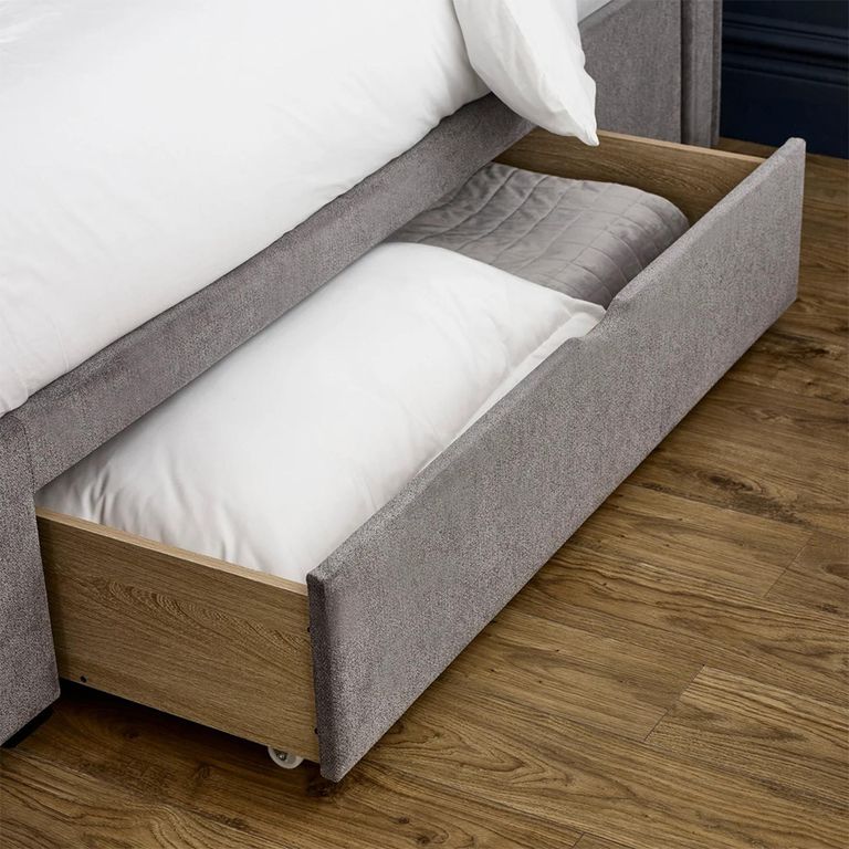 Ravello Storage Bed - 2 Drawer - Grey - Fabric - Sizes Available