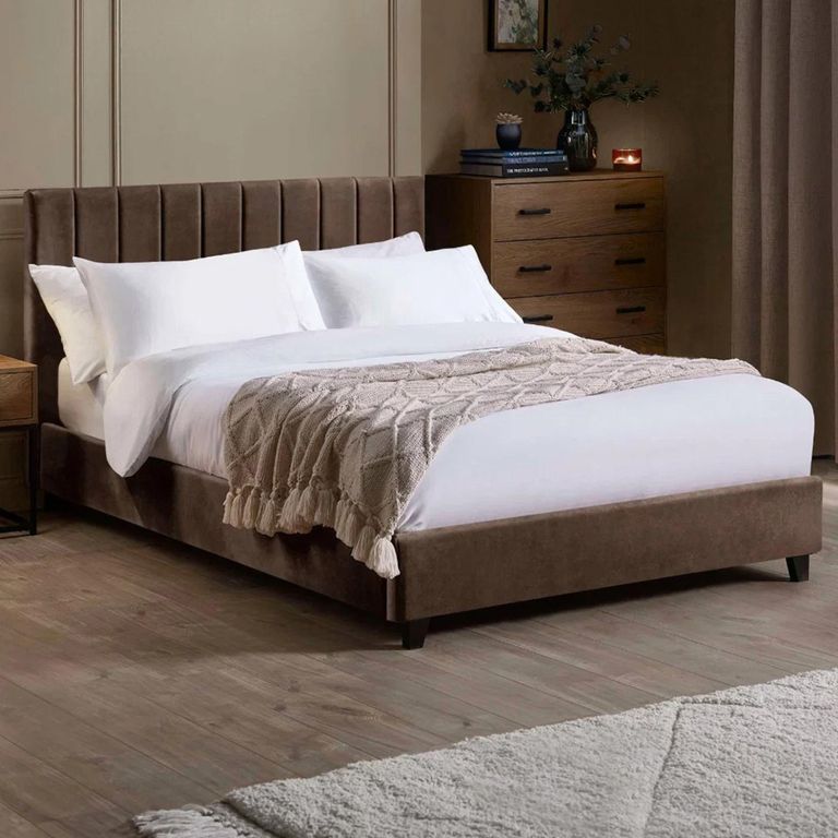 Aylen Bed - Chocolate Brown Velvet - Fabric - Sizes Available