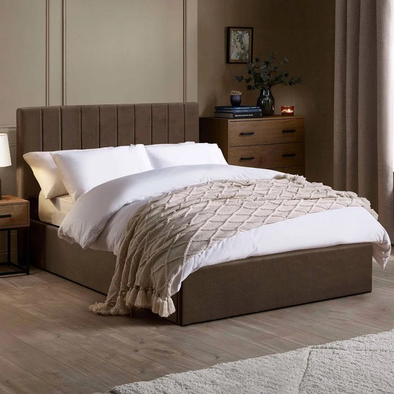Aylen Ottoman Storage Bed - Chocolate Brown Velvet - Fabric - Sizes Available