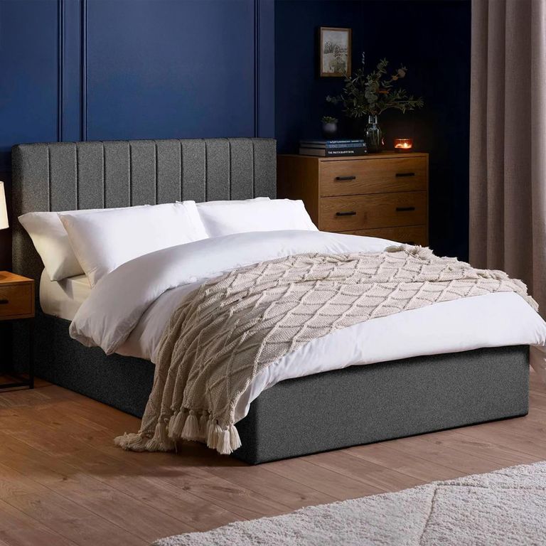 Aylen Ottoman Storage Bed - Grey - Linen Fabric - Sizes Available