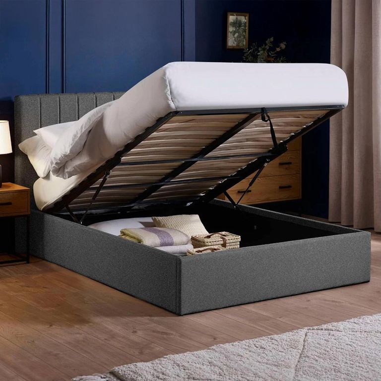 Aylen Ottoman Storage Bed - Grey - Linen Fabric - Sizes Available