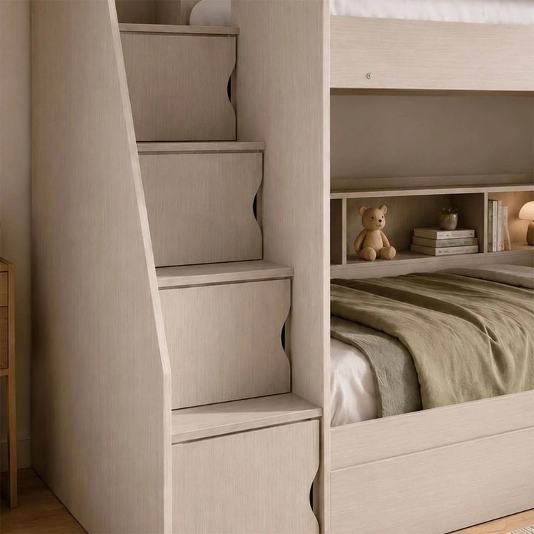 Camelot Staircase Storage Bunk Bed - Nordic White - Wood