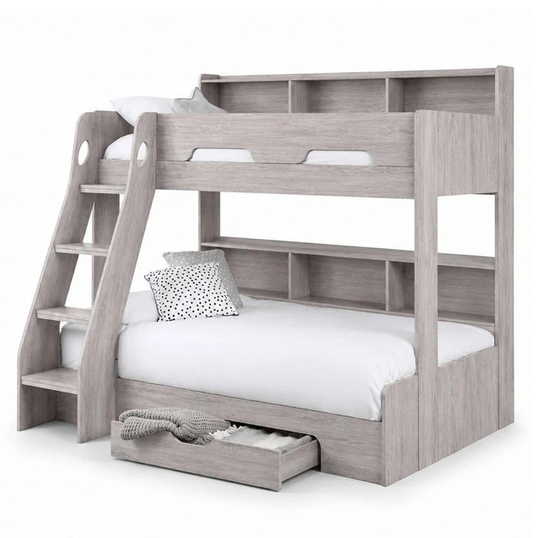 Orion Bunk Bed - 1 Drawer - Grey - Oak Effect
