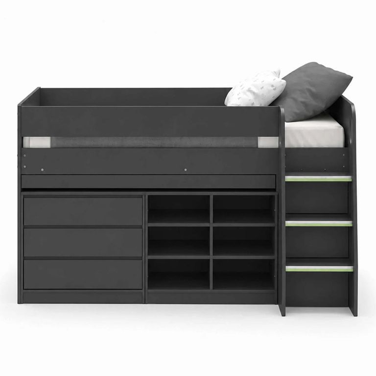 Vespa Midsleeper Storage Bed - Anthracite - Wood