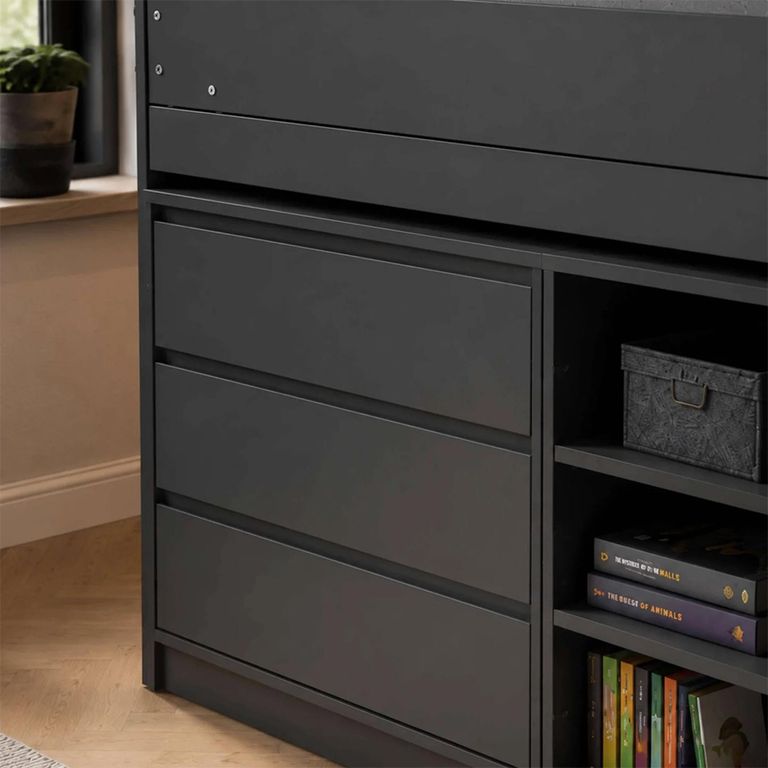 Vespa Midsleeper Storage Bed - Anthracite - Wood