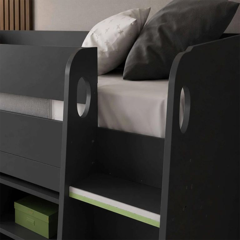 Vespa Midsleeper Storage Bed - Anthracite - Wood