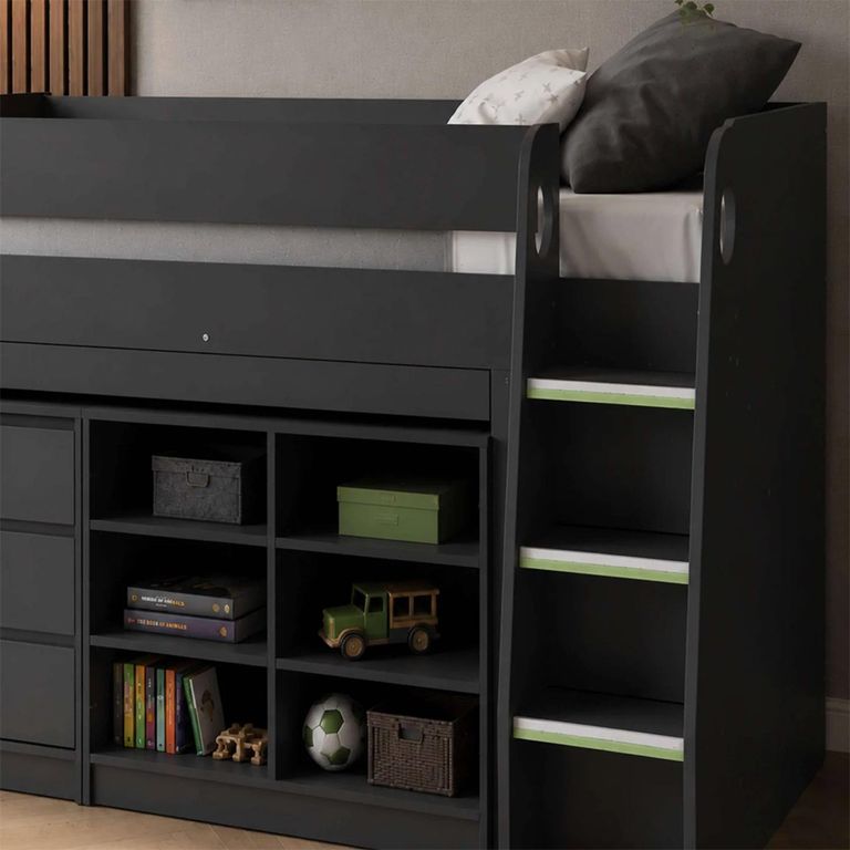 Vespa Midsleeper Storage Bed - Anthracite - Wood