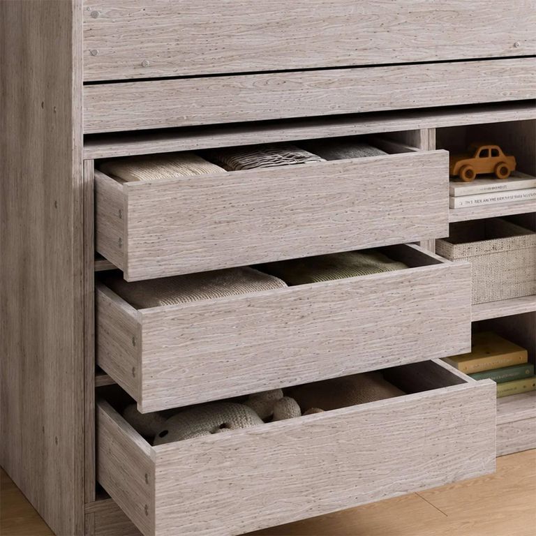 Vespa Midsleeper Storage Bed - Grey - Oak Effect