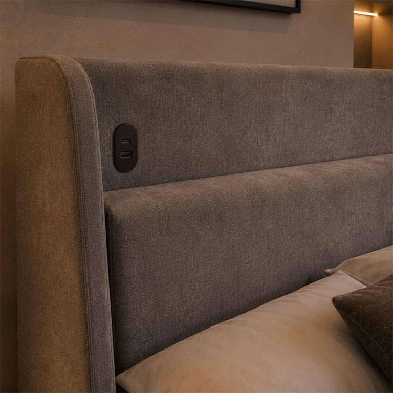 Blake Ottoman Storage Bed- with USB Charging - Grey - Fabric - Sizes Available