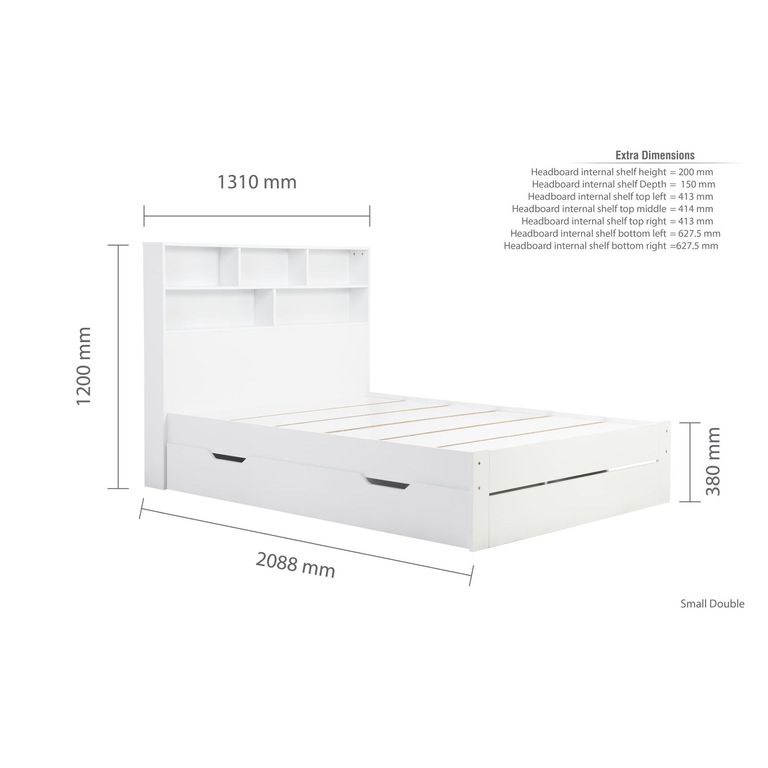 Alfie Storage Bed - White - Sizes Available