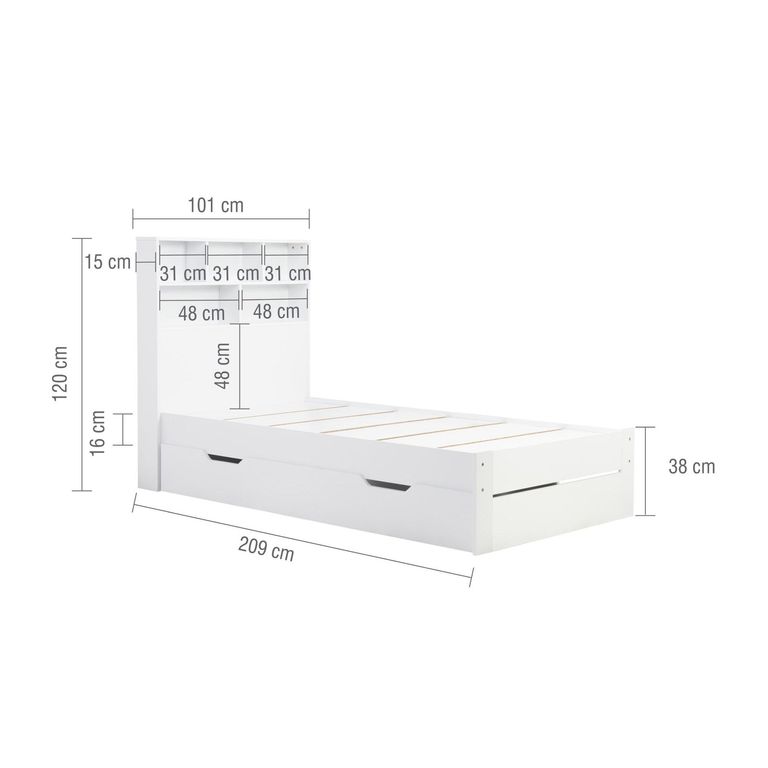 Alfie Storage Bed - White - Sizes Available