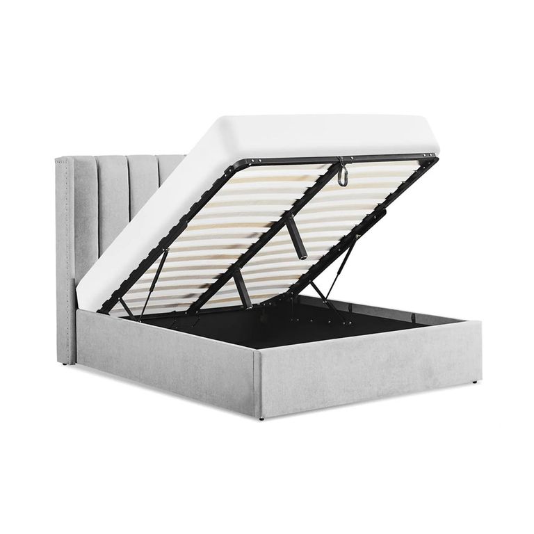 Amber Ottoman Storage Bed - Grey Fabric - 4ft 6in Double