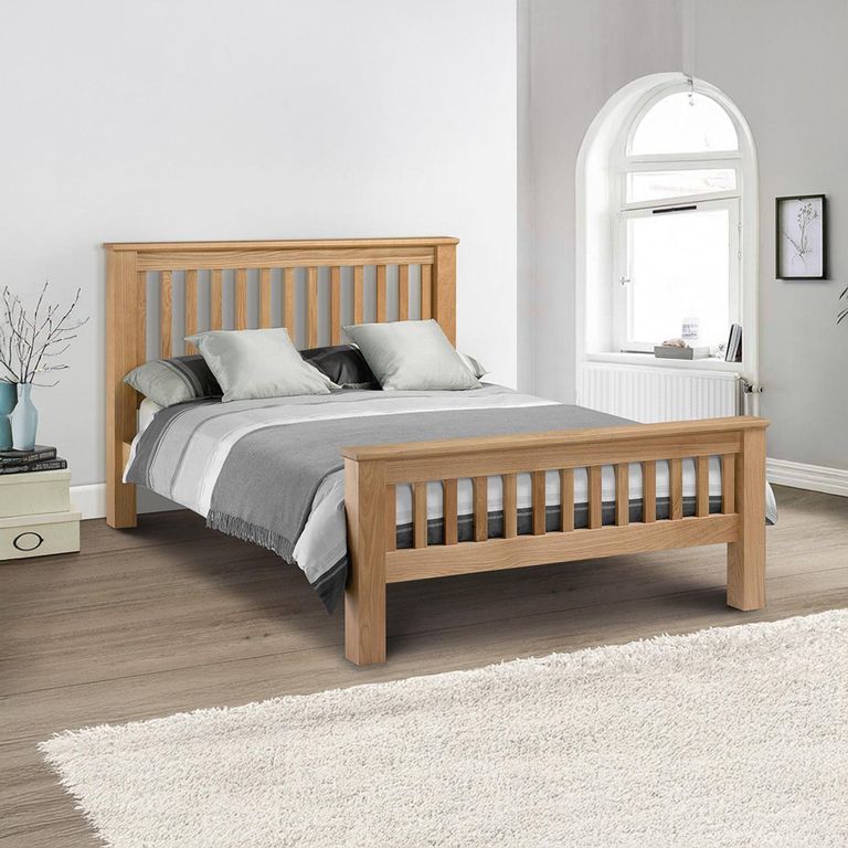 Amsterdam High Footend Bed - Oak - Sizes Available