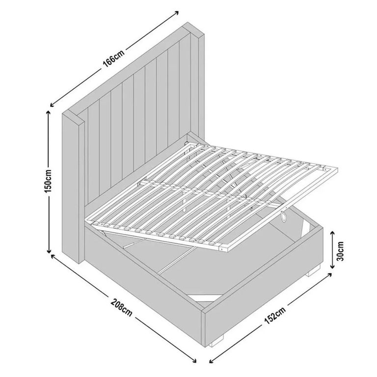 Annabelle Dark Grey Fabric 5ft King Size Ottoman Storage Bed