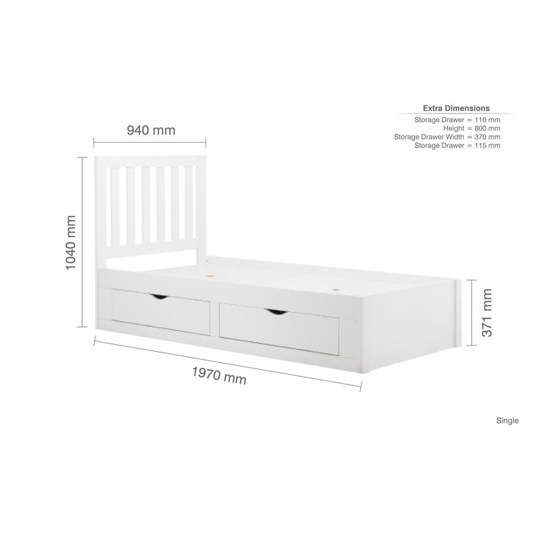 Appleby Kids Slatted Bed - White