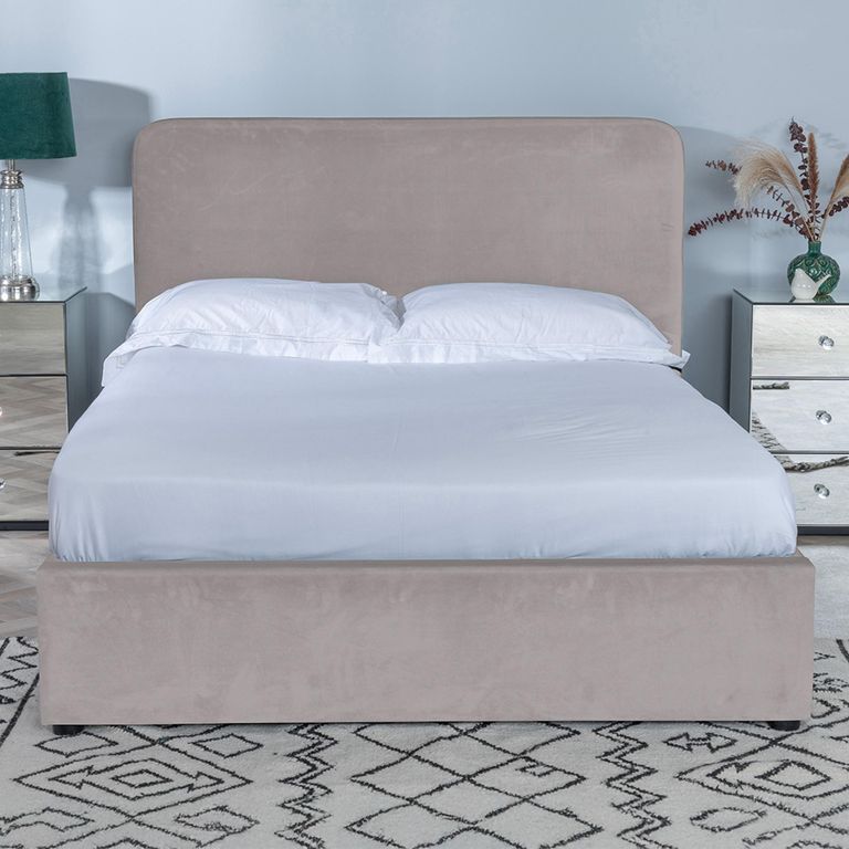 Ashby Beige Fabric 4ft 6in Double Ottoman Storage Bed